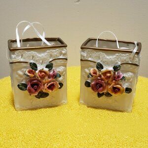 A Pair Of 3D Porcelain Rose Gift Bags